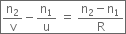 box enclose straight n subscript 2 over straight v minus straight n subscript 1 over straight u space equals space fraction numerator straight n subscript 2 minus straight n subscript 1 over denominator straight R end fraction end enclose