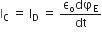 straight I subscript straight C straight space equals straight space straight I subscript straight D straight space equals straight space fraction numerator straight epsilon subscript straight o dφ subscript straight E over denominator dt end fraction