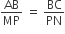 AB over MP space equals space BC over PN