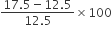 fraction numerator 17.5 minus 12.5 over denominator 12.5 end fraction cross times 100