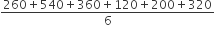 fraction numerator 260 plus 540 plus 360 plus 120 plus 200 plus 320 over denominator 6 end fraction