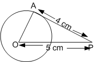 A circle has its centre at O. A tangent drawn from a point P, which is