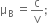 straight mu subscript straight B space equals straight c over straight v semicolon