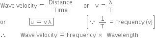
Relationship between frequency, wavelength and wave velocity. Since w