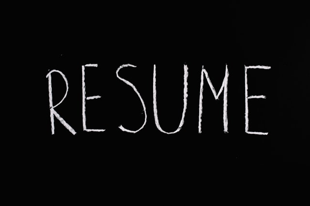 Resume- written on a black paper 