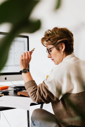 focused woman working independently as a skill for work from home job