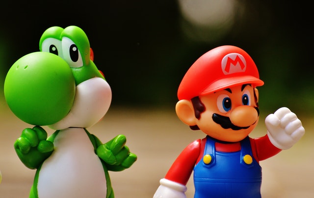 Mario and Yoshi as character figures