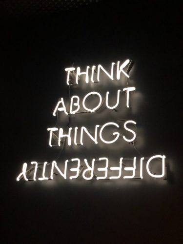 Think about things differently written on a board.